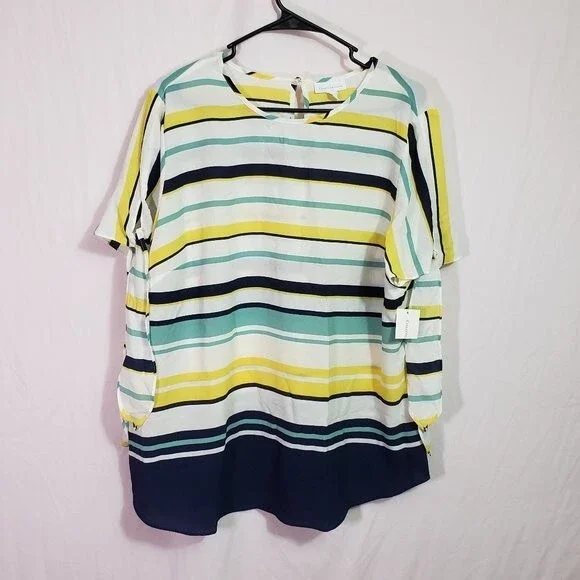 Charter Club Cloud Combo Tie Sleeve Top (AJ) - Picture 1 of 8